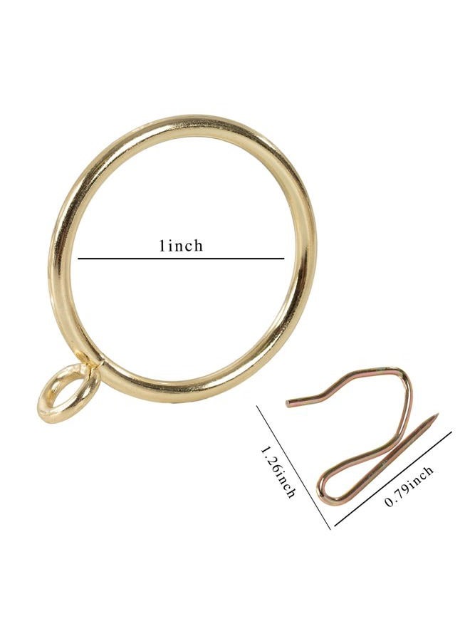 Zocang Curtain Drapery Hanging 1inch-Internal Diameter - Curtain Rings with Hooks Eyelet for Window Door Curtain Gold - Image 2