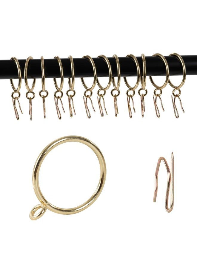 Zocang Curtain Drapery Hanging 1inch-Internal Diameter - Curtain Rings with Hooks Eyelet for Window Door Curtain Gold - Image 1