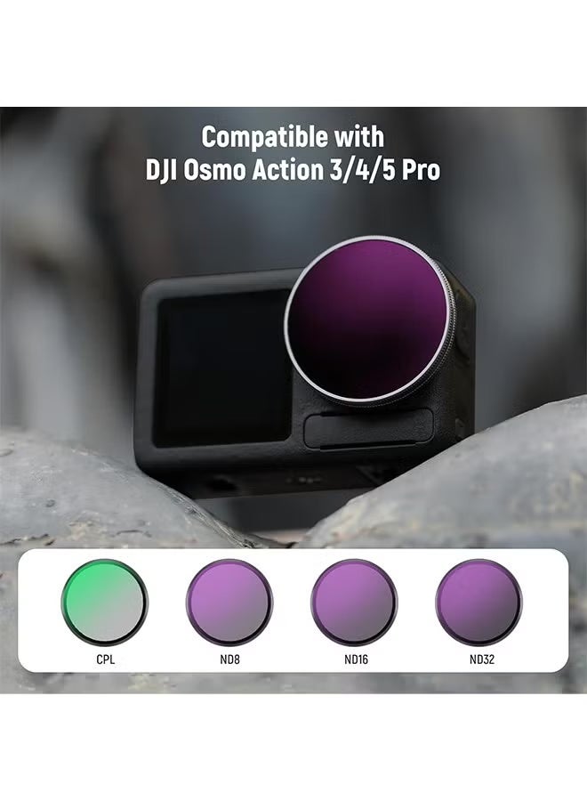 NEEWER Snap On ND Filter Set Compatible with DJI Osmo Action 3/4/5 Pro, 4 Pack ND8+ND16+ND32+CPL Neutral Density Polarizing Action Camera Accessories, Multicoated HD Optical Glass, FL-A76 - Image 5