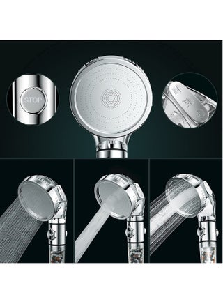 High Pressure Filtered Shower Head For Hard Water And Filtering Impurities Hand Held Shower Head With Filter Balls Shower Hose Holder And Ptfe Tape For Dry Skin And Body Spa, Silver - view 5
