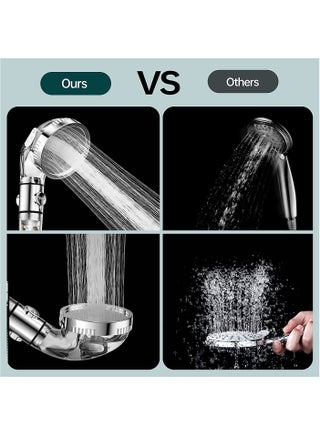 High Pressure Filtered Shower Head For Hard Water And Filtering Impurities Hand Held Shower Head With Filter Balls Shower Hose Holder And Ptfe Tape For Dry Skin And Body Spa, Silver - view 4