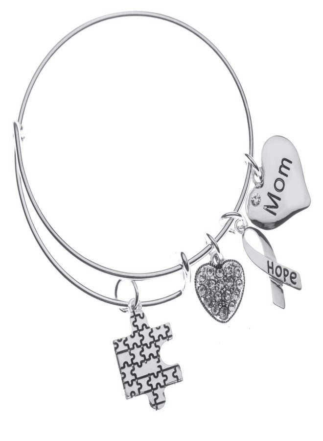 Infinity Collection Autism Mom Bracelet, Autism Ribbon Awareness Jewelry, Autism Puzzle Piece Bracelet- Gift for Moms, Autism Accessories for Women - Image 1