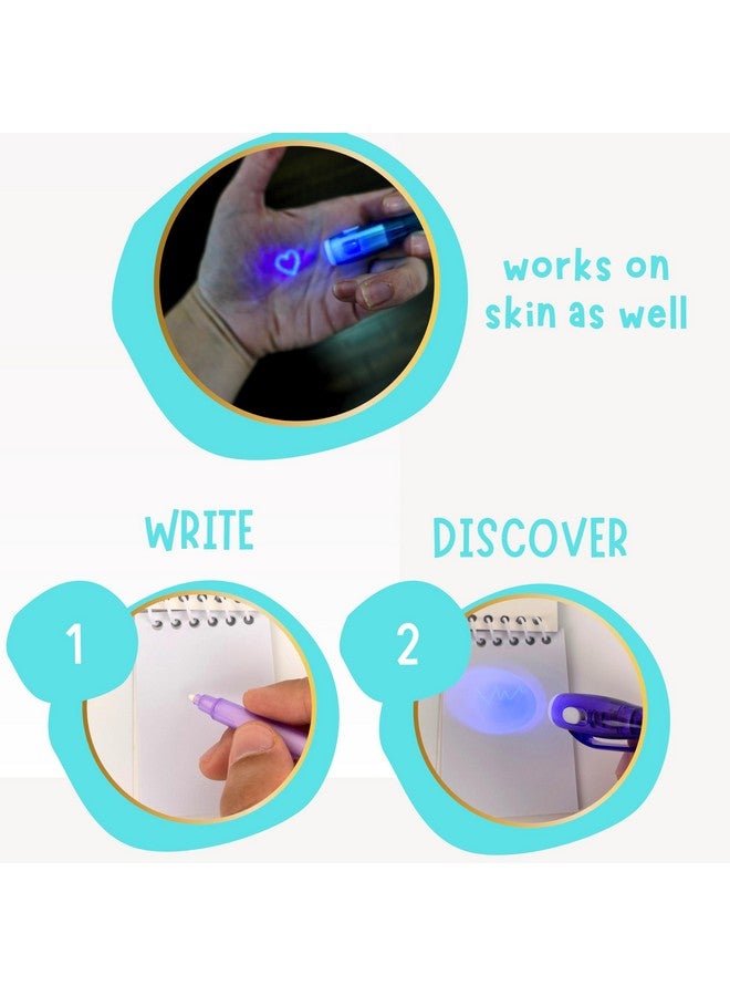 4E's Novelty 12 Invisible Ink Pen With Uv Light, 12 Mini Notebook And 12 Colored Goodie Bags - Fun Bulk Party Favors For Kids - Image 2