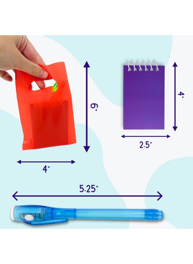 4E's Novelty 12 Invisible Ink Pen With Uv Light, 12 Mini Notebook And 12 Colored Goodie Bags - Fun Bulk Party Favors For Kids - Image 3