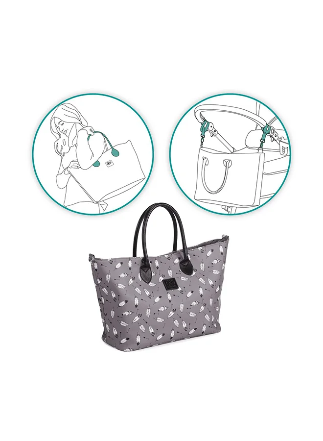 Kinderkraft Pram Bag Mommy Bag Buggy Organizer Modern Nappy Bag Waterproof Material With Accessories Portable Baby Changing Mat Dimensions 53 X 29 X 17 Cm - Grey