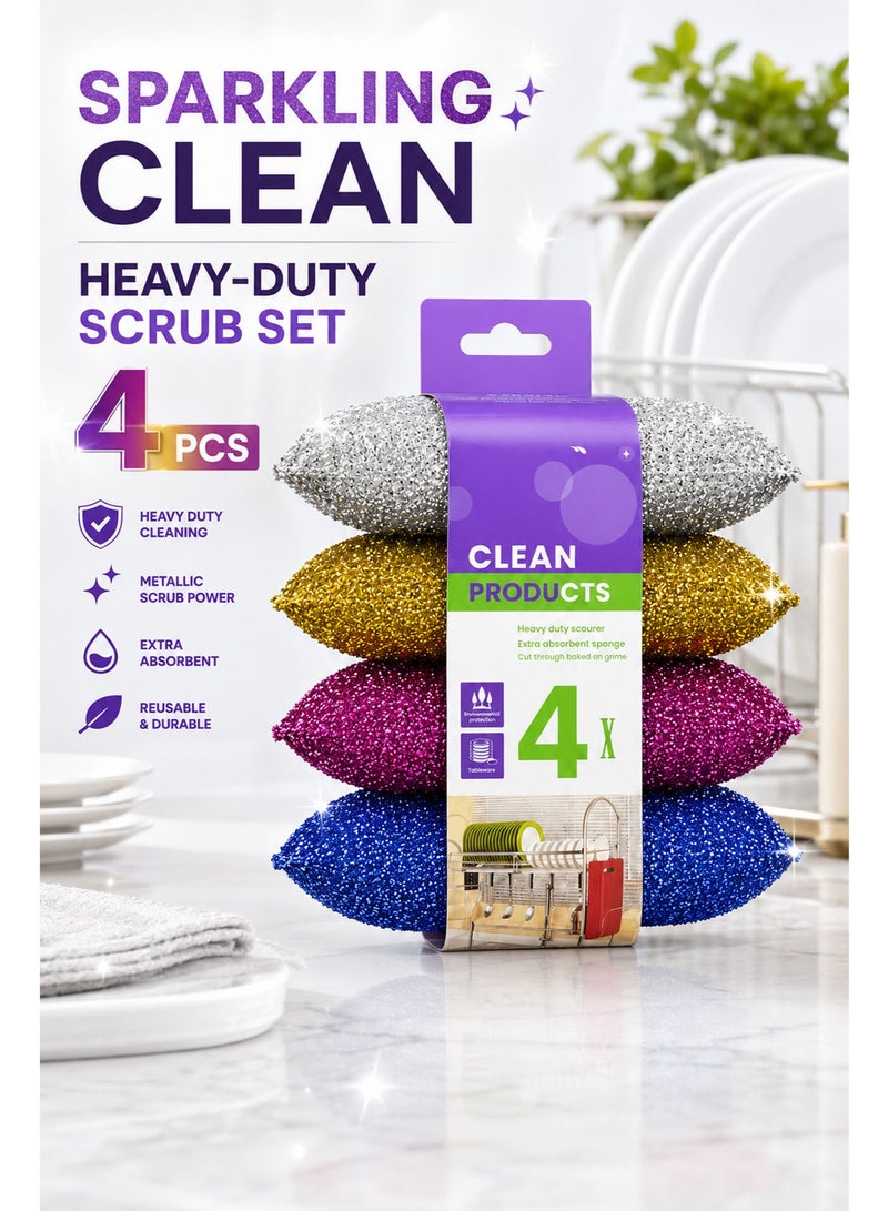 4 Pcs Non-Scratch Kitchen Sponges for Dishes, Reusable All-Purpose Cleaning Pads for Non-Stick Cookware, Countertops, Bathroom & Household Cleaning, Colorful - Image 2