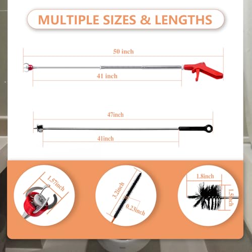 gulrear Toilet Auger/Drain Clog Remover Tool Kit-1PCS Toilet Snake Grabber,2PCS Drain Snake Hair Remover＆1PCS AC Drain Line Cleaner Tool for Blocking and Cleaning Toilets, Kitchen Sinks, Bath Tubs and Sewers - Image 2