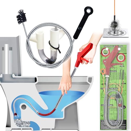gulrear Toilet Auger/Drain Clog Remover Tool Kit-1PCS Toilet Snake Grabber,2PCS Drain Snake Hair Remover＆1PCS AC Drain Line Cleaner Tool for Blocking and Cleaning Toilets, Kitchen Sinks, Bath Tubs and Sewers - Image 1