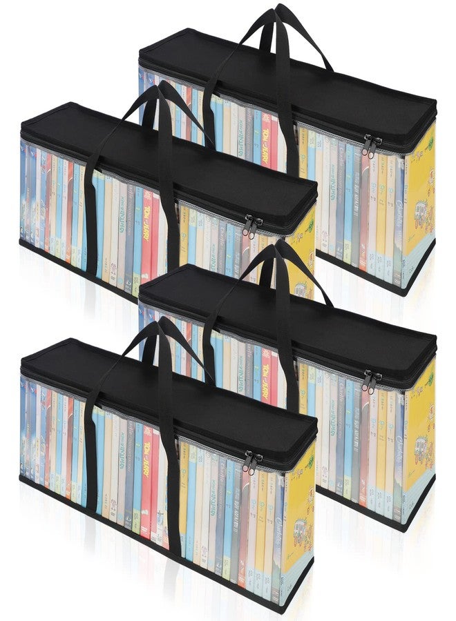 حقائب تخزين أقراص DVD من CCidea (مجموعة من 4 حقائب) حافظة وسائط شفافة من مادة PVC مع مقابض لأقراص DVD/CD/VHS/Blu-ray/علب الأفلام/أقراص ألعاب الفيديو - تتسع كل حقيبة لما يصل إلى 40 قرص DVD - Image 1