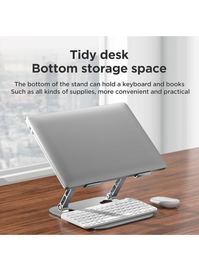 Arabest Adjustable Laptop Stand for Desk,Foldable Laptop Holder with Stable Heavy Base,Multi-angle Adjustable Ergonomic Computer Riser Compatible with MacBook Air Pro,Notebook,All 10-15.6”Laptops,Grey - Image 3