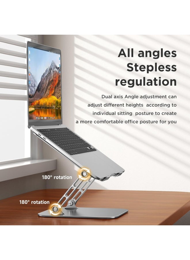 Arabest Adjustable Laptop Stand for Desk,Foldable Laptop Holder with Stable Heavy Base,Multi-angle Adjustable Ergonomic Computer Riser Compatible with MacBook Air Pro,Notebook,All 10-15.6”Laptops,Grey - Image 2