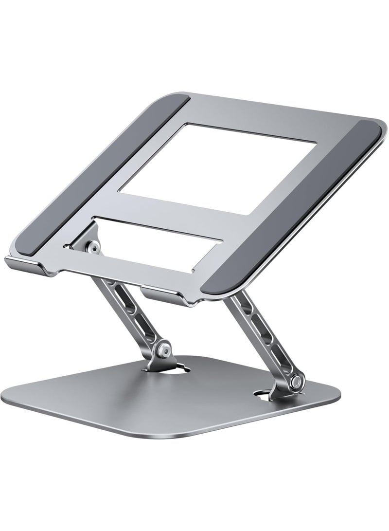 Arabest Adjustable Laptop Stand for Desk,Foldable Laptop Holder with Stable Heavy Base,Multi-angle Adjustable Ergonomic Computer Riser Compatible with MacBook Air Pro,Notebook,All 10-15.6”Laptops,Grey - Image 1