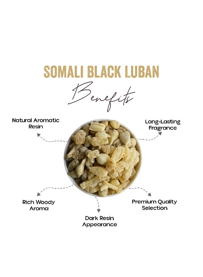 OGOC Somali Black Luban Frankincense Resin Dark Olibanum Tears Natural Aromatic Incense Resin Premium Grade Traditional Burner Resin for Charcoal Burning Meditation Aromatherapy Home Fragrance Spiritual Rituals - Image 2