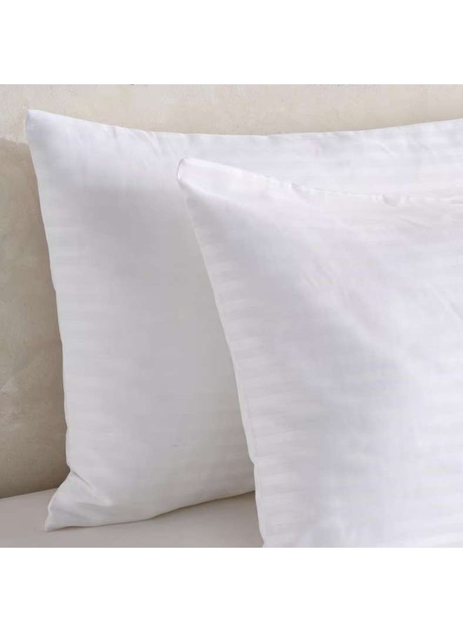 Pan Home Cotton Satin Stripe Pillowcases White 2-Pack - Image 2
