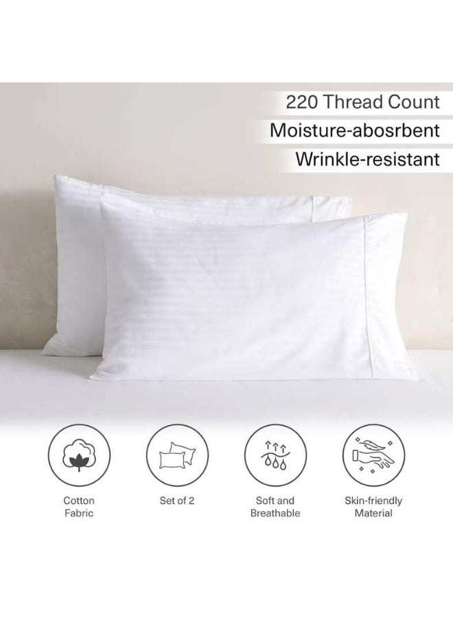 Pan Home Cotton Satin Stripe Pillowcases White 2-Pack - Image 4