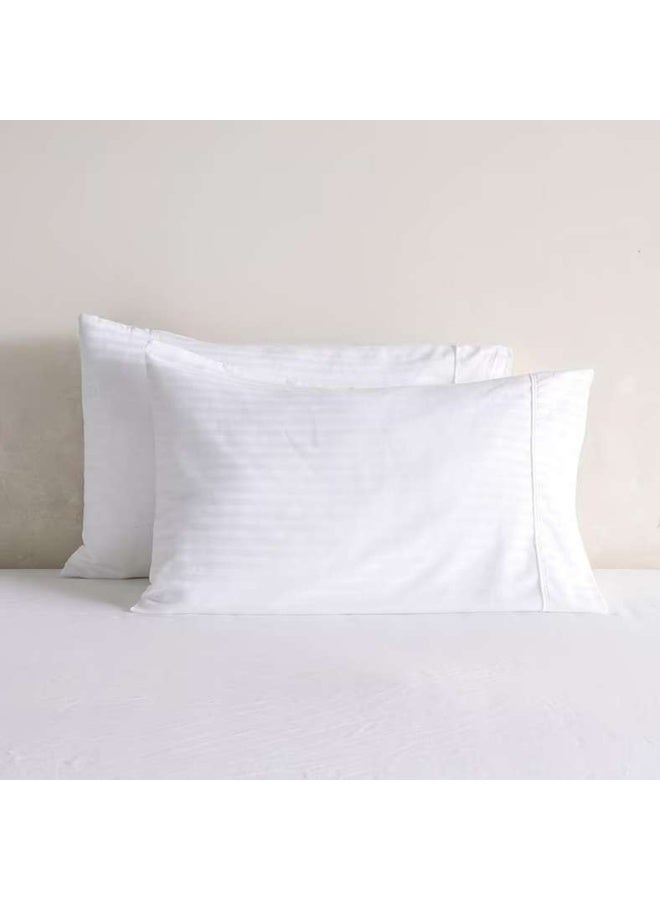Pan Home Cotton Satin Stripe Pillowcases White 2-Pack - Image 1