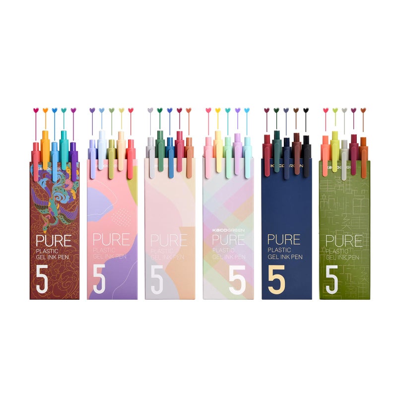 Kaco PURE Colored Gel Pens, 30 Pieces Assorted Color Ink 0.5 mm Fine Point Aesthetic Pens for Journaling Cute Stationery Office Supplies (30 Color Ink Assorted) - Image 1