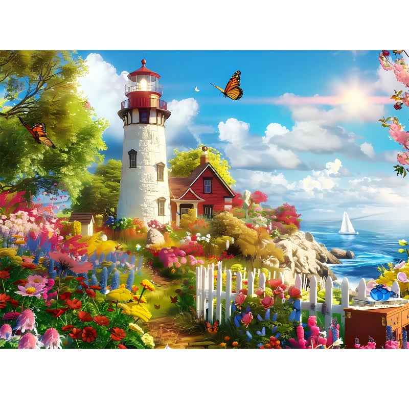 VOLUVOLU 500 Pieces Puzzle for Adults Lighthouse Jigsaw Puzzle Recycled Cardboard Jigsaw Puzzles 500 Pieces Family Challenging Game Nature Landscape Difficult Jigsaw Puzzle 20515 in - Image 3