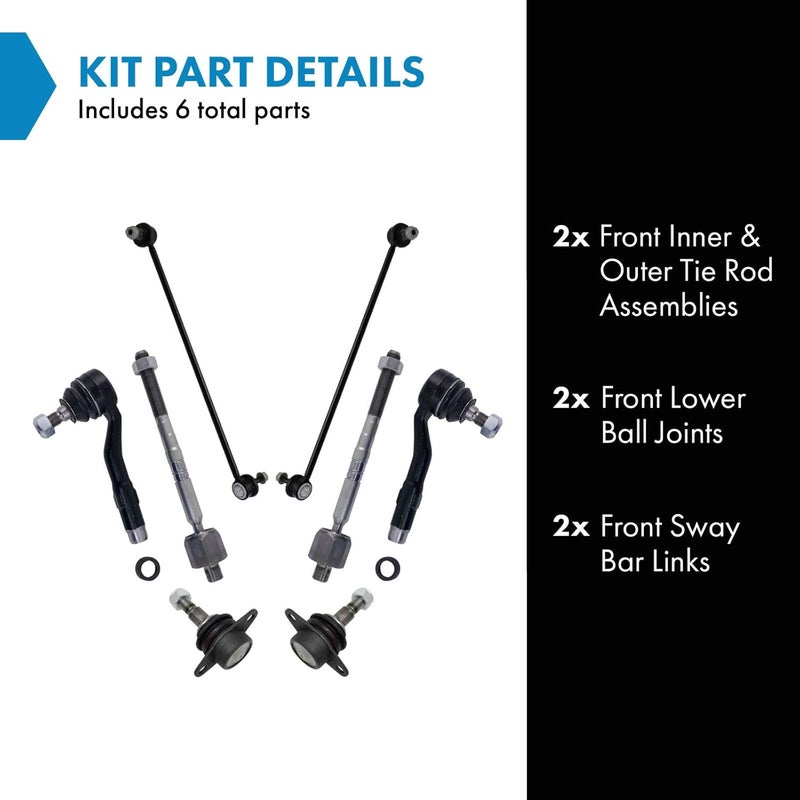 TRQ Front Steering & Suspension Kit Ball Joint Sway Bar Stabilizer Link Tie Rod Assembly Compatible with 2006-2007 BMW 525xi 2009-2010 528i xDrive 2008 528xi 530xi 535i xDrive 535xi - Image 2