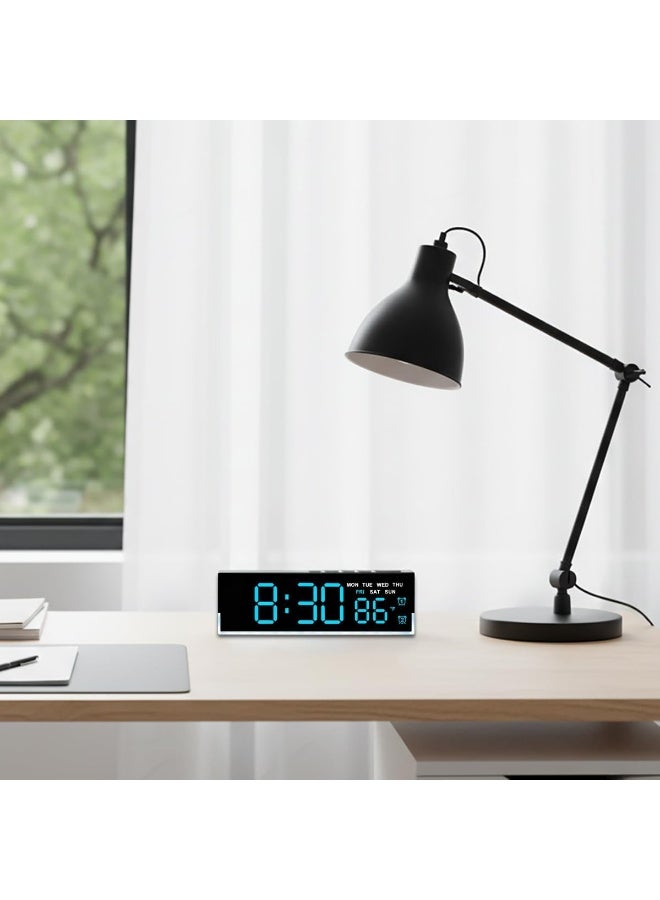 45MinST 7-Inch LED Digital Alarm Clock with Bottom Glow Light｜Displays Time, Date, Day, Temperature｜Dual Alarms, DST, Auto/Manual 3-Level Brightness, Battery or USB Powered Desk Clock - Image 4
