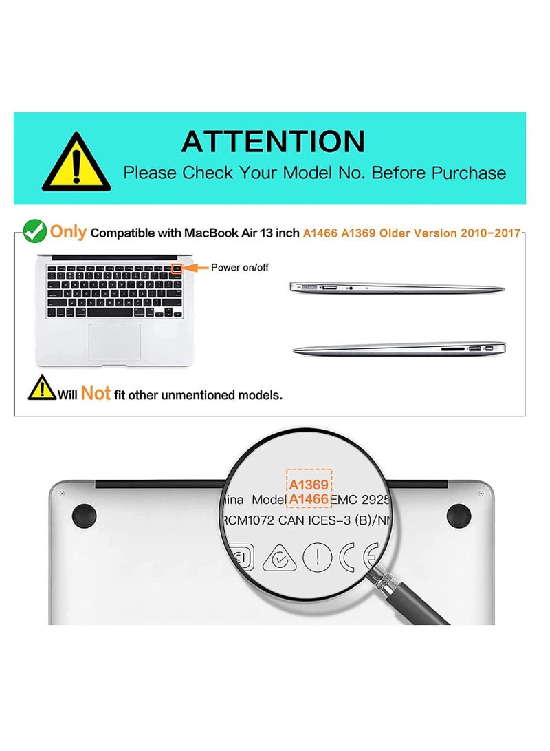 MacBook Air 13 inch Case Models A1369 & A1466 Older Version 2010-2017 Release Protective Plastic Hard Shell Case & Keyboard Cover & Screen Protector White