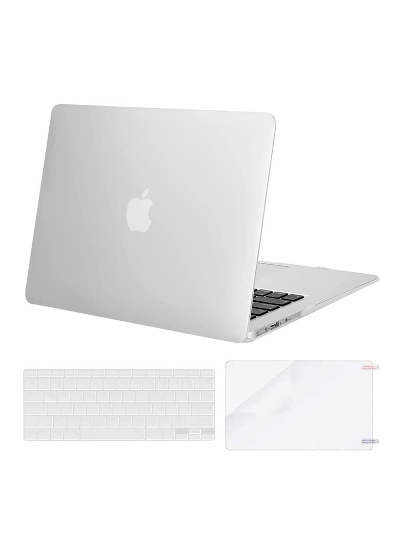 MacBook Air 13 inch Case Models A1369 & A1466 Older Version 2010-2017 Release Protective Plastic Hard Shell Case & Keyboard Cover & Screen Protector White