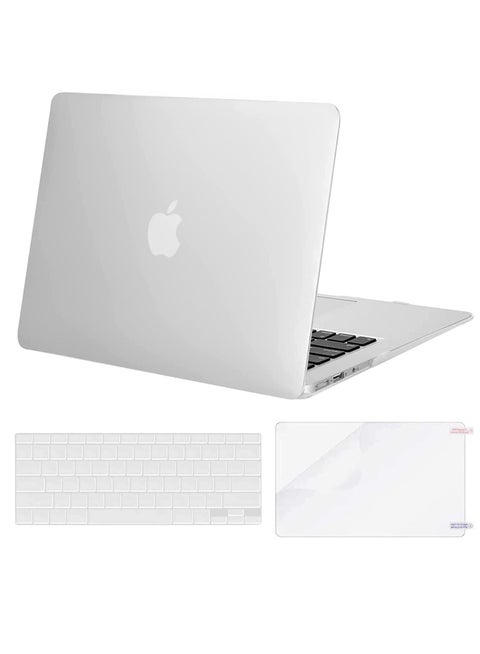 MacBook Air 13 inch Case Models A1369 & A1466 Older Version 2010-2017 Release Protective Plastic Hard Shell Case & Keyboard Cover & Screen Protector White