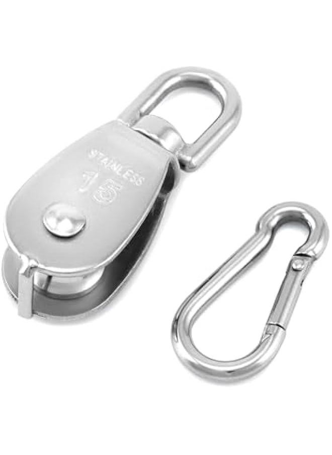 Arabest M15 304 Stainless Steel Single Pulley and Snap Hook Set - 10-Pack Heavy-Duty and Rust-Resistant with 360° Rotation - Max Load 80 lbs Pulley/119 lbs Hook for Versatile Indoor & Outdoor Use  - Image 4