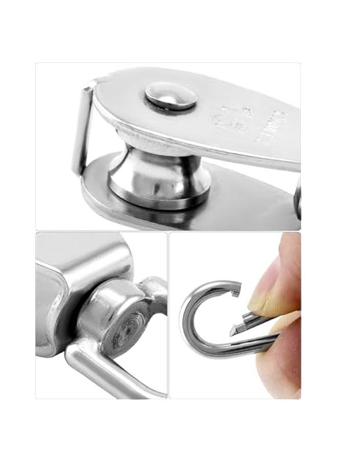 Arabest M15 304 Stainless Steel Single Pulley and Snap Hook Set - 10-Pack Heavy-Duty and Rust-Resistant with 360° Rotation - Max Load 80 lbs Pulley/119 lbs Hook for Versatile Indoor & Outdoor Use  - Image 5