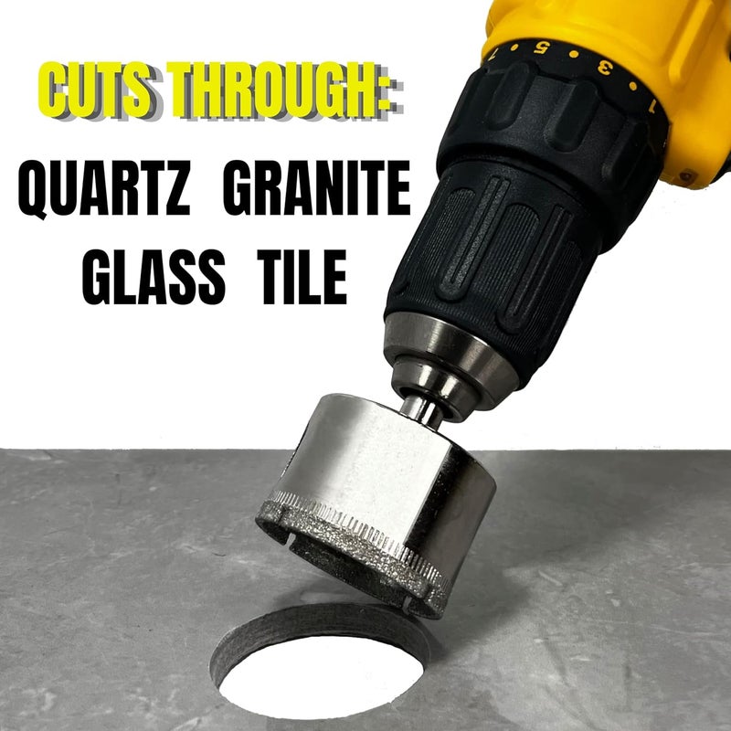 DRILAX 3-Pc Diamond Hole Saw Set | 1-1/2", 1-3/4", 2" Sizes | 1-3/8" Depth for 3cm Countertops | Includes Case & Guide | for Granite, Glass, Tile, Stone - Image 4