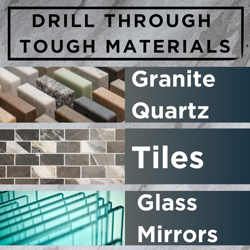 DRILAX 3-Pc Diamond Hole Saw Set | 1-1/2", 1-3/4", 2" Sizes | 1-3/8" Depth for 3cm Countertops | Includes Case & Guide | for Granite, Glass, Tile, Stone - Image 5