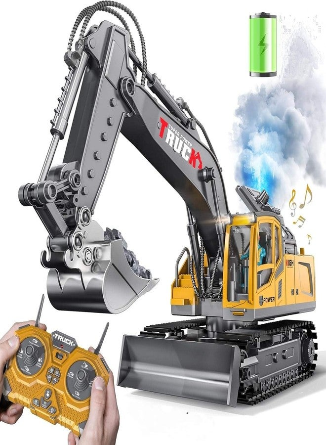 RareFind trove RC JCB Toy Excavator for Kids – 1:20 13-Channel Metal Remote Control Construction Vehicle with Lights, Sounds & 680° Rotation Yellow Digger Truck (Ages 6–12) - Image 1