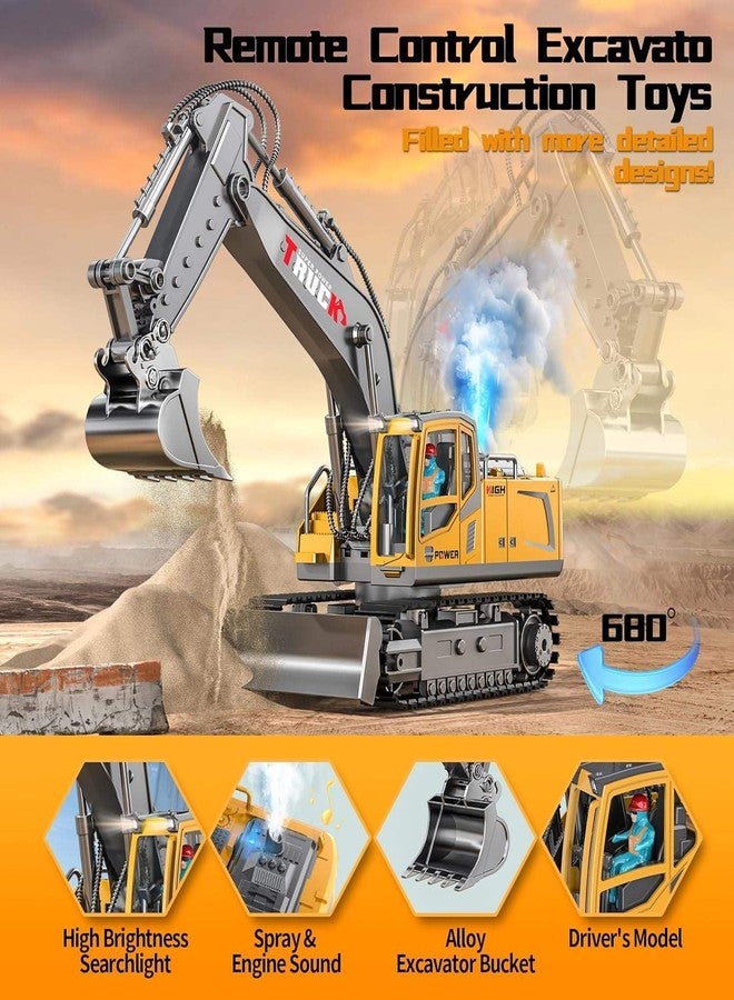 RareFind trove RC JCB Toy Excavator for Kids – 1:20 13-Channel Metal Remote Control Construction Vehicle with Lights, Sounds & 680° Rotation Yellow Digger Truck (Ages 6–12) - Image 2