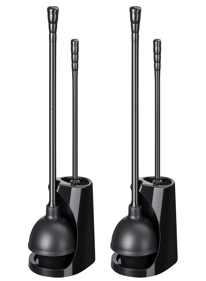 Qaestfy Toilet Plunger and Brush Set for Bathroom Cleaning, 2-in-1 Long Handle Toilet Bowl Brush with Stiff Bristles & Powerful Plunger, Space-Saving Holder (Pack of 2) - Image 1