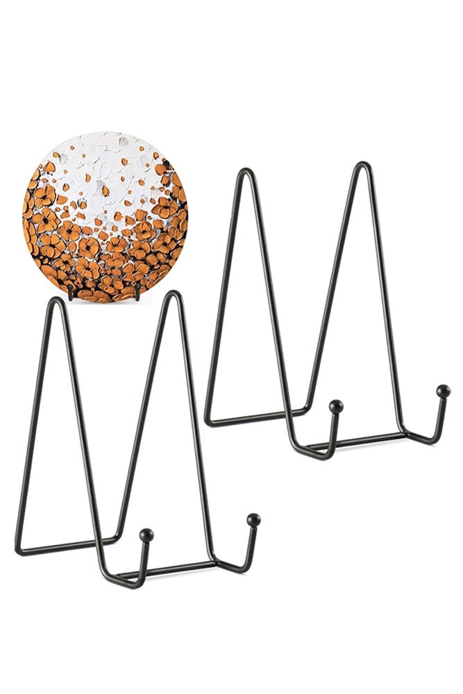 AMERTEER 2-Piece Iron Easel Plate Holder Display Stand – Metal Frame Stand for Photos, Books and Art  - Image 1