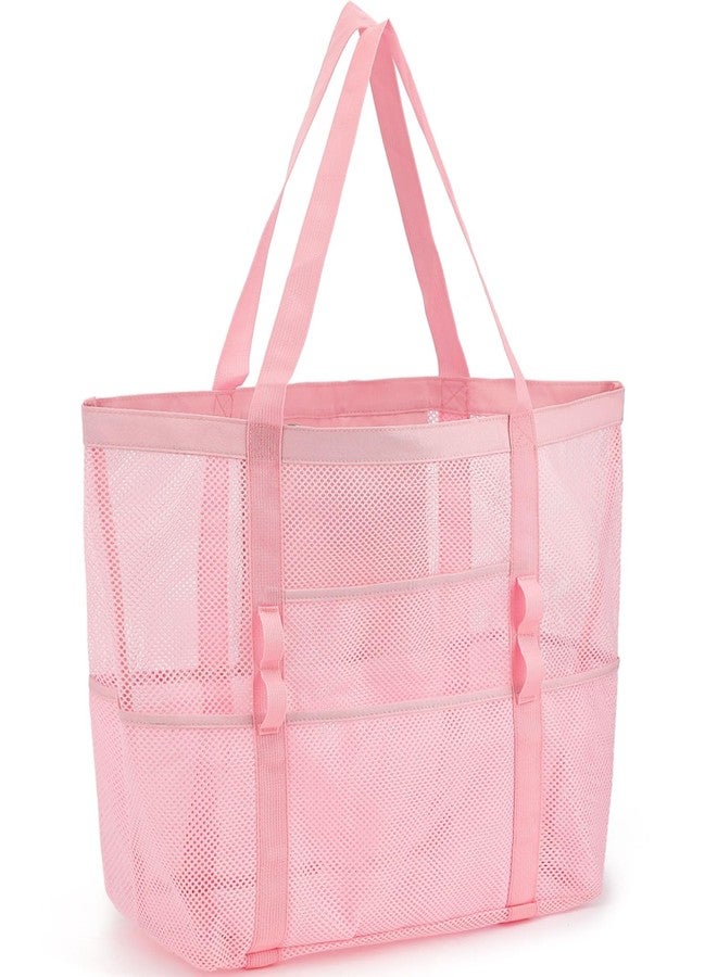 GYEUKHAM Mesh Beach Bag - Large Beach Tote Bag with Multiple Pockets for Family Beach Bag for Toys & Vacation Essentials, Pink, Large - Image 1