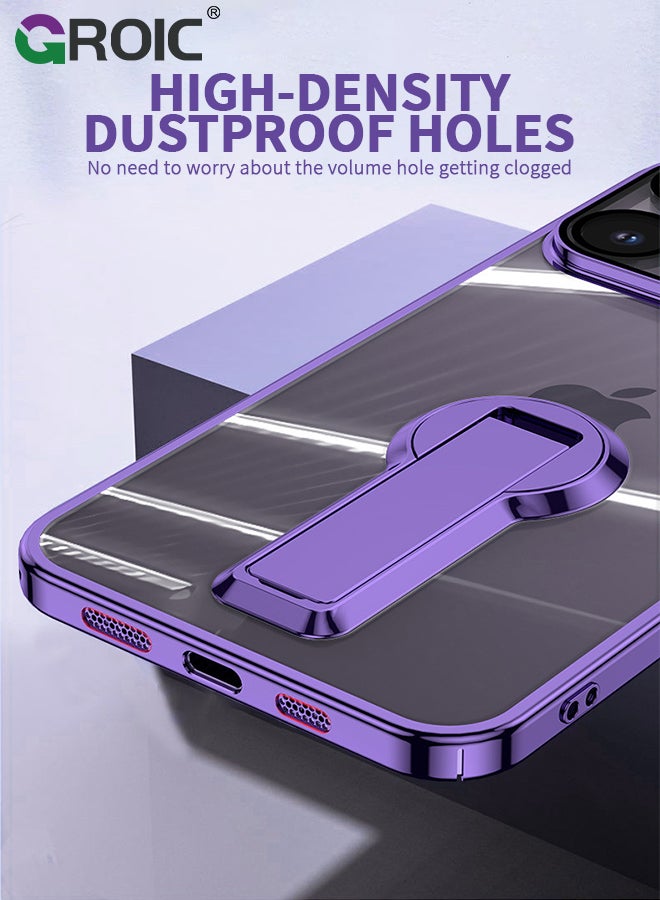 GROIC For iPhone 15 Case with Stand, Phone Cover with Camera Lens Protector, Yellowing & Protective Phone Shell, Electroplated Phone Case for iPhone 15 6.1 Inch - Image 5