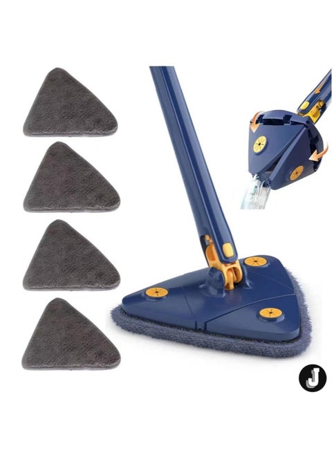 "NEW 360° Rotatable Adjustable Cleaning Mop – 52.1'' Telescopic Triangular Mop with Automatic Water Squeezing Function"
