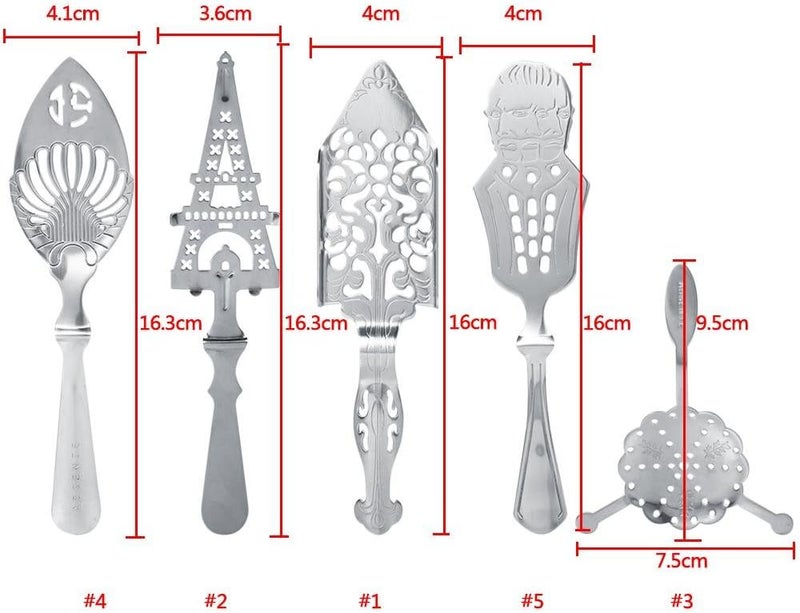 Haofy Absinthe Spoon, Stainless Steel Wormwood Spoon, 4 Optional Types, Cocktail Glass Cup Drinking Filter(#3) - Image 5