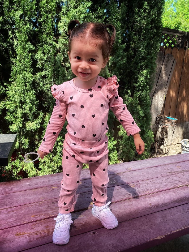 Fullfamous Infant Baby Girl Clothes Outfits,Fall Romper Christmas Clothing Set 0-3 months Pink Heart - Image 3
