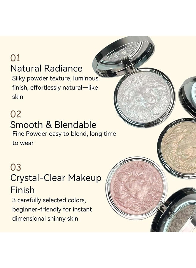 KAPEINE Face Highlighter Palette, Pearl Shimmer Single Glitter Eyeshadow High Glossy Face Makeup Palette Natural Sparkling Highlighter Makeup Palette Smooth Baked Lasting Shining Makeup -02 - Image 3