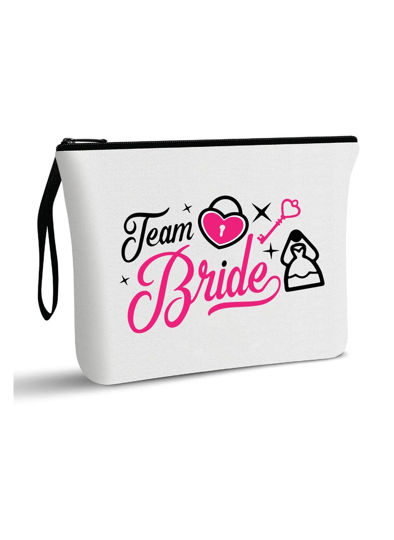 PRINTSHOP4ME - Bride Team Cosmetic Bags for Your Wedding Day - Bridesmaids Gifts - Makeup Pouches for the Bride - Wedding Party Favors - Image 1