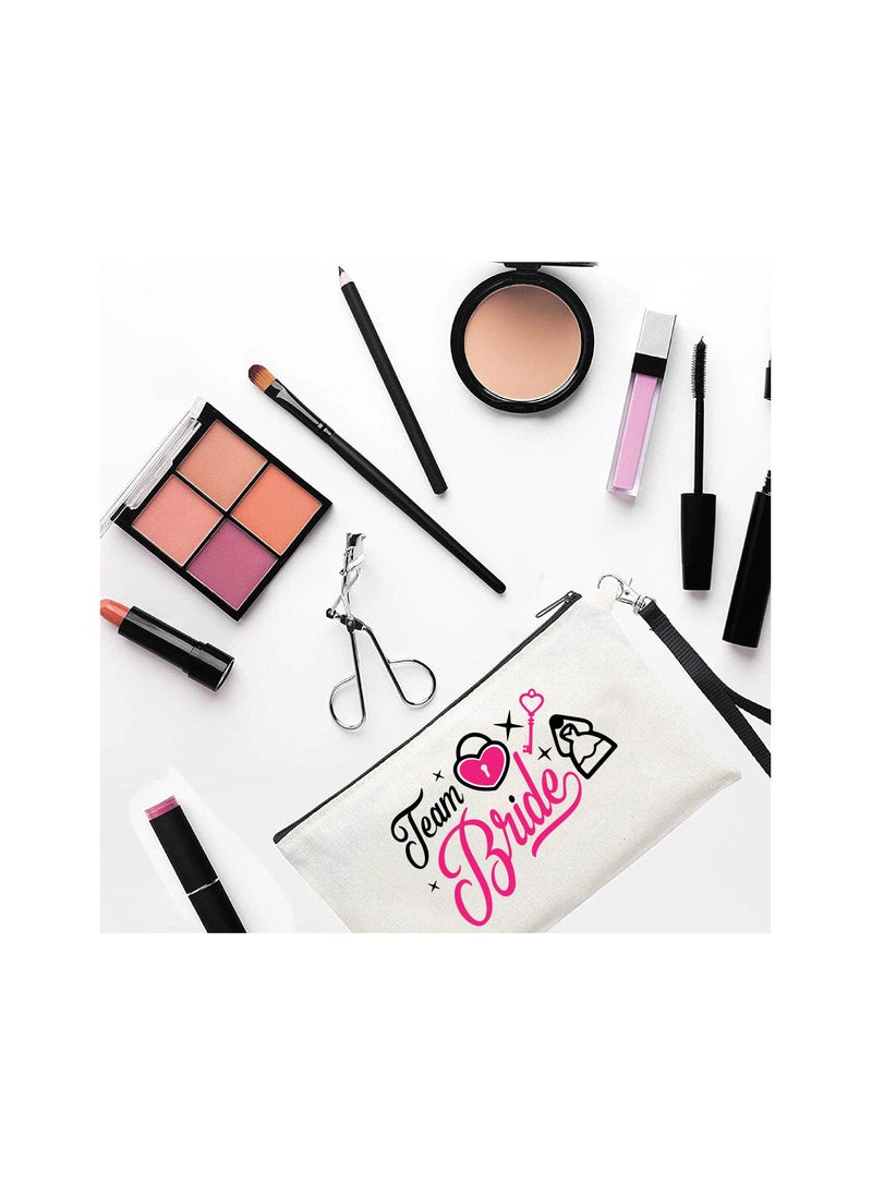 PRINTSHOP4ME - Bride Team Cosmetic Bags for Your Wedding Day - Bridesmaids Gifts - Makeup Pouches for the Bride - Wedding Party Favors - Image 1