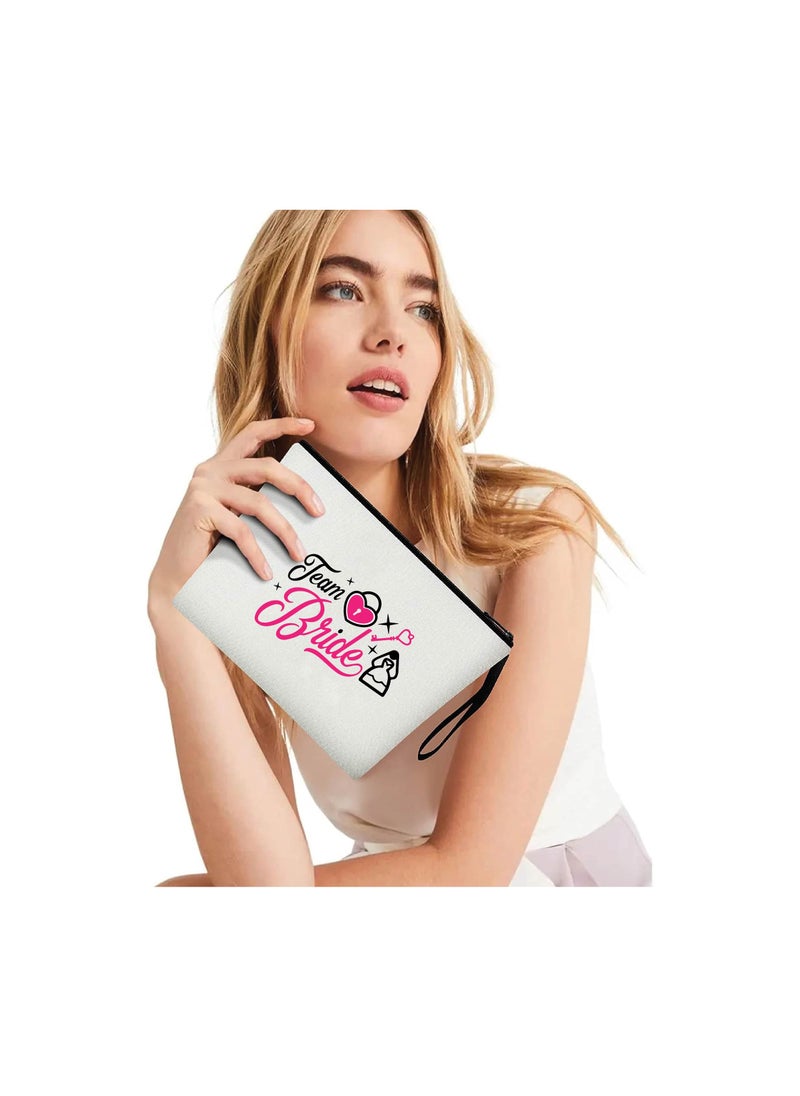 PRINTSHOP4ME - Bride Team Cosmetic Bags for Your Wedding Day - Bridesmaids Gifts - Makeup Pouches for the Bride - Wedding Party Favors - Image 1