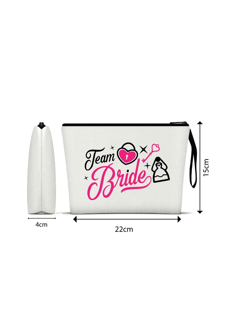 PRINTSHOP4ME - Bride Team Cosmetic Bags for Your Wedding Day - Bridesmaids Gifts - Makeup Pouches for the Bride - Wedding Party Favors - Image 1