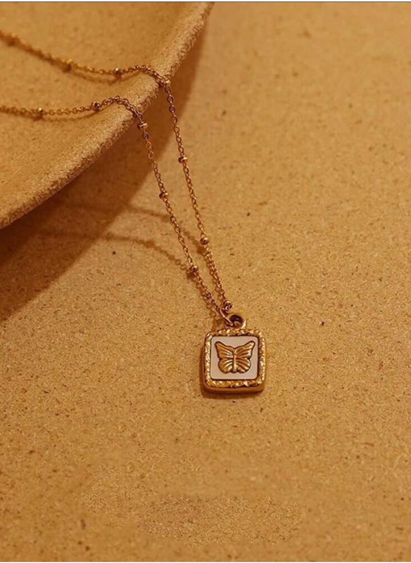 sixtyfour Elegant Stainless Steel Gold Plated Necklace For Women  - Image 2
