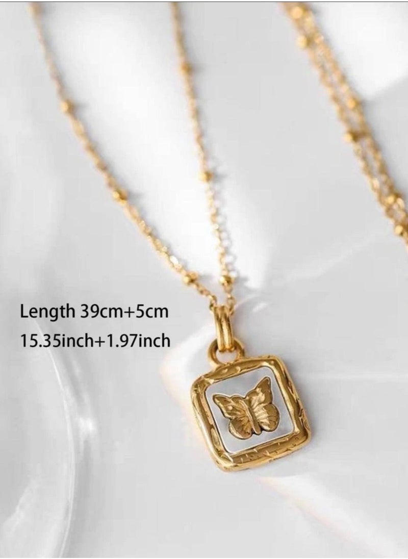sixtyfour Elegant Stainless Steel Gold Plated Necklace For Women  - Image 4