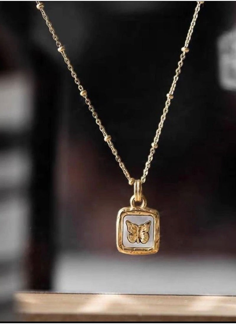 sixtyfour Elegant Stainless Steel Gold Plated Necklace For Women  - Image 3
