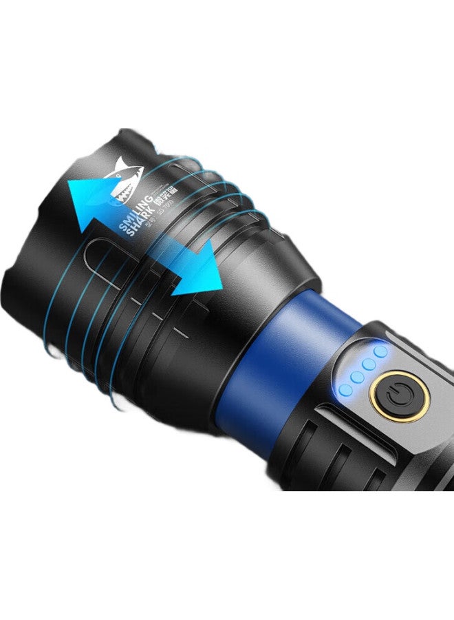Smiling Shark White Laser Flashlight, High Brightness, Long-Range, Ultra-Bright, Long-Lasting, Outdoor Rechargeable, Home Led - Image 1