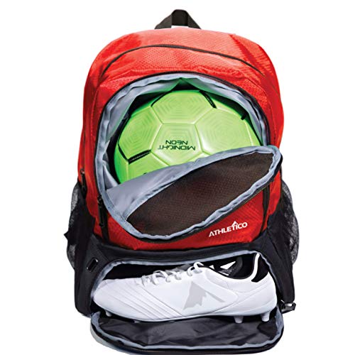 Athletico Youth Soccer Bag - Soccer Backpack & Bags for Basketball, Volleyball & Football | Includes Separate Cleat and Ball Compartment (Red) - Image 1